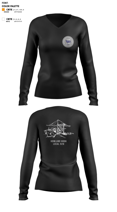 Womens Long Sleeve Vneck Shirt, Howland Hook Marine Terminal, , Teamtime, Team time, sublimation, custom sports apparel, team uniforms, spirit wear, spiritwear, sports uniforms, custom shirts, team store, custom team store, fundraiser sports, apparel fundraiser