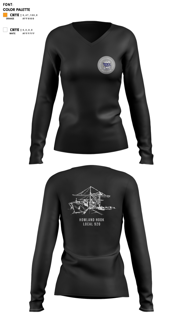 Womens Long Sleeve Vneck Shirt, Howland Hook Marine Terminal, , Teamtime, Team time, sublimation, custom sports apparel, team uniforms, spirit wear, spiritwear, sports uniforms, custom shirts, team store, custom team store, fundraiser sports, apparel fundraiser