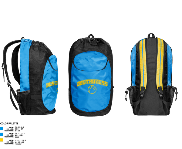 Gear Bag, Destroyers, Men's Basketball, Teamtime, Team time, sublimation, custom sports apparel, team uniforms, spirit wear, spiritwear, sports uniforms, custom shirts, team store, custom team store, fundraiser sports, apparel fundraiser