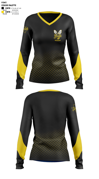 Denison High School Swimming 37701512 Women's Long Sleeve V-neck Shirt - 1