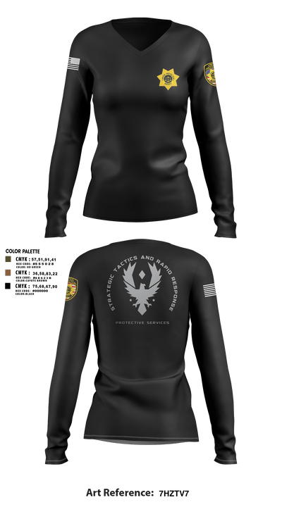 Quick Bail Bondman 53225354 Women's Long Sleeve V-neck Shirt -1 3