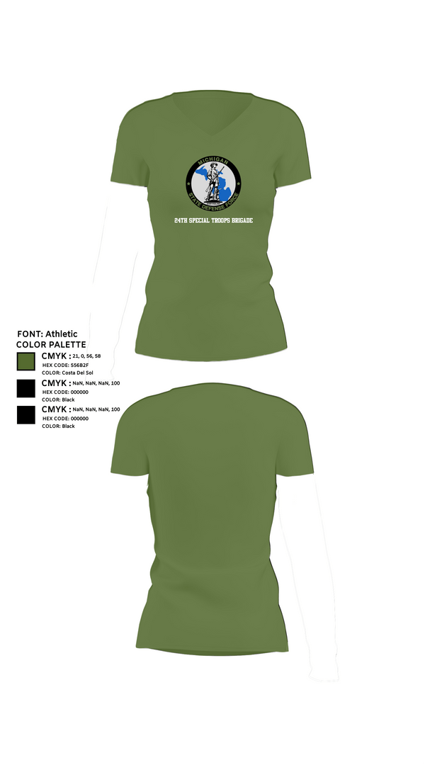 Womens Short Sleeve Vneck Shirt, 24th Special Troops Brigade, National Guard, Teamtime, Team time, sublimation, custom sports apparel, team uniforms, spirit wear, spiritwear, sports uniforms, custom shirts, team store, custom team store, fundraiser sports, apparel fundraiser