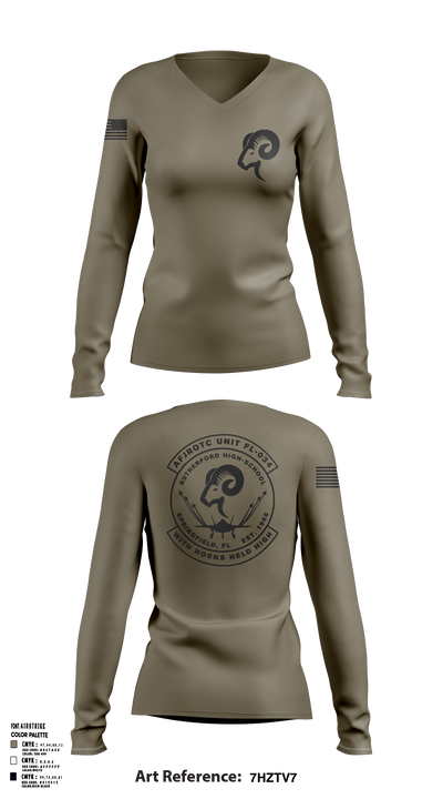 AFJROTC FL-034 58345712 Women's Long Sleeve V-neck Shirt - 117