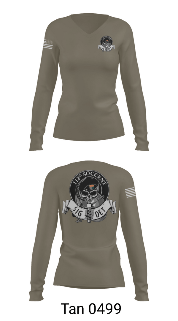 Women's Long Sleeve Vneck Shirt, 112 SOCCENT SIGDET, Army, Teamtime, Team time, sublimation, custom sports apparel, team uniforms, spirit wear, spiritwear, sports uniforms, custom shirts, team store, custom team store, fundraiser sports, apparel fundraiser