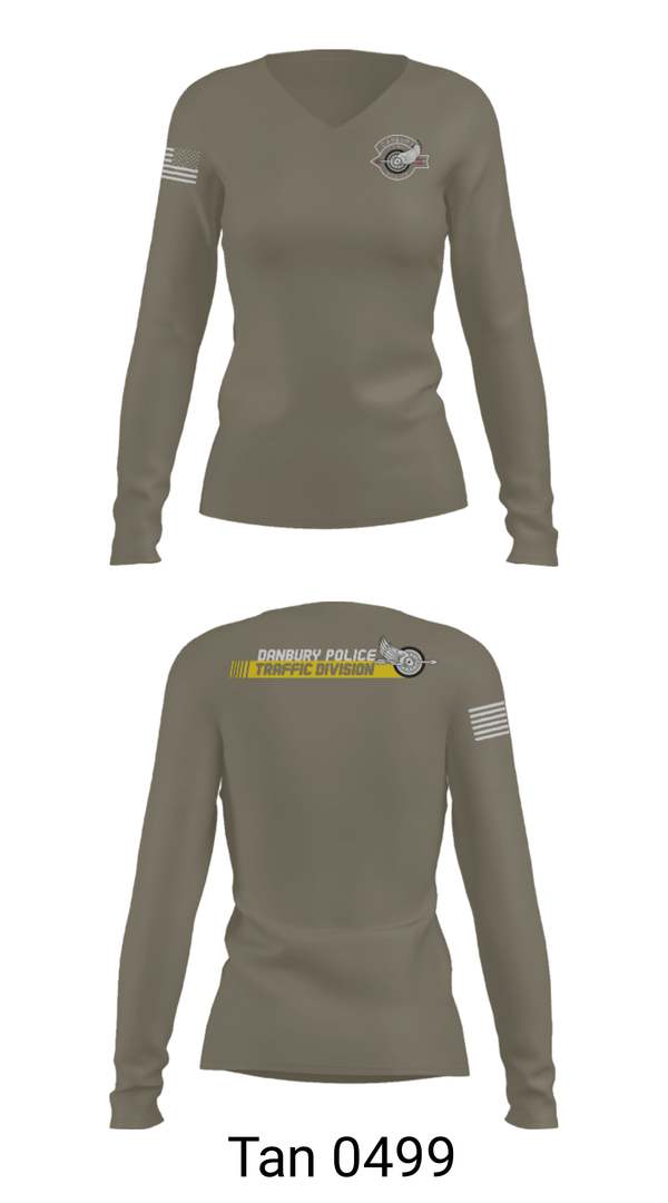 Womens Long Sleeve Vneck Shirt, Danbury Police Traffic Unit, Police, Teamtime, Team time, sublimation, custom sports apparel, team uniforms, spirit wear, spiritwear, sports uniforms, custom shirts, team store, custom team store, fundraiser sports, apparel fundraiser
