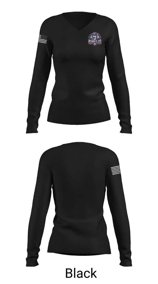Womens Long Sleeve Vneck Shirt, PERRO ELITE, Baseball, Teamtime, Team time, sublimation, custom sports apparel, team uniforms, spirit wear, spiritwear, sports uniforms, custom shirts, team store, custom team store, fundraiser sports, apparel fundraiser
