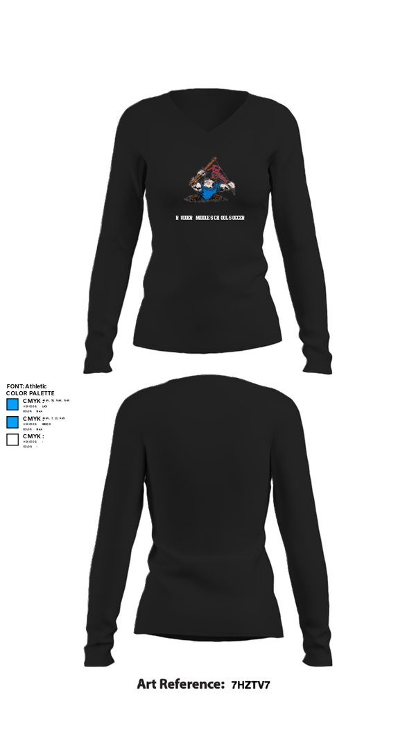 Womens Long Sleeve Vneck Shirt, Rudder Middle School Soccer, Men's Soccer, Teamtime, Team time, sublimation, custom sports apparel, team uniforms, spirit wear, spiritwear, sports uniforms, custom shirts, team store, custom team store, fundraiser sports, apparel fundraiser