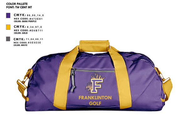 Duffle Bag, Franklinton High School Golf, Golf, Teamtime, Team time, sublimation, custom sports apparel, team uniforms, spirit wear, spiritwear, sports uniforms, custom shirts, team store, custom team store, fundraiser sports, apparel fundraiser