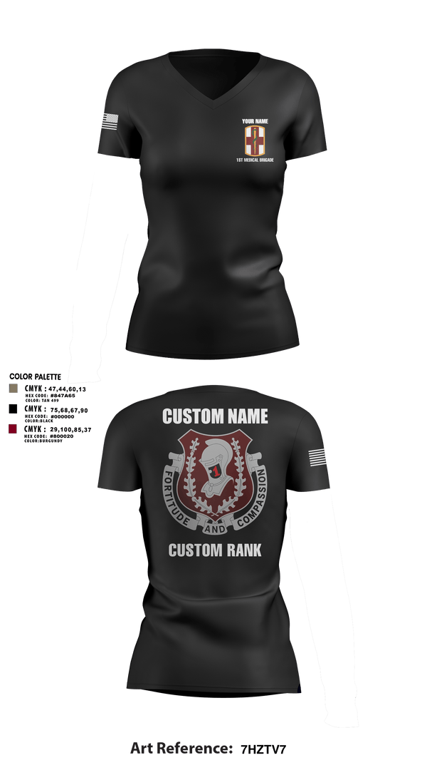 Womens Short Sleeve Vneck Shirt, 1st Medical Brigade, , Teamtime, Team time, sublimation, custom sports apparel, team uniforms, spirit wear, spiritwear, sports uniforms, custom shirts, team store, custom team store, fundraiser sports, apparel fundraiser