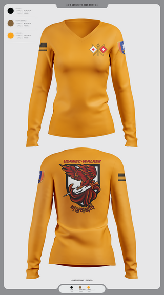 Womens Long Sleeve Vneck Shirt 1, USANEC-WALKER, Army, Teamtime, Team time, sublimation, custom sports apparel, team uniforms, spirit wear, spiritwear, sports uniforms, custom shirts, team store, custom team store, fundraiser sports, apparel fundraiser