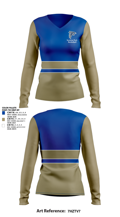 Severna Park High School Basketball 70217438 Women's Long Sleeve V-neck Shirt - 1