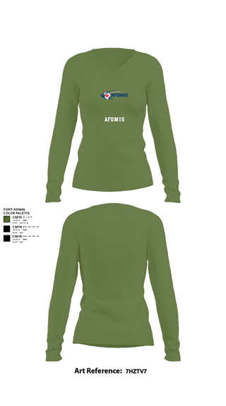 Women's Long Sleeve Vneck Shirt, AFOMIS, Air Force, Teamtime, Team time, sublimation, custom sports apparel, team uniforms, spirit wear, spiritwear, sports uniforms, custom shirts, team store, custom team store, fundraiser sports, apparel fundraiser