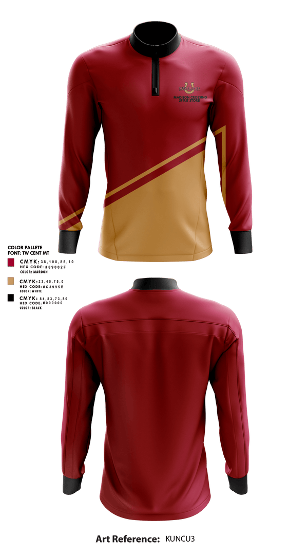 Quarter Zip Jacket, Madison Crossing Elementary, Spirit Store, Teamtime, Team time, sublimation, custom sports apparel, team uniforms, spirit wear, spiritwear, sports uniforms, custom shirts, team store, custom team store, fundraiser sports, apparel fundraiser