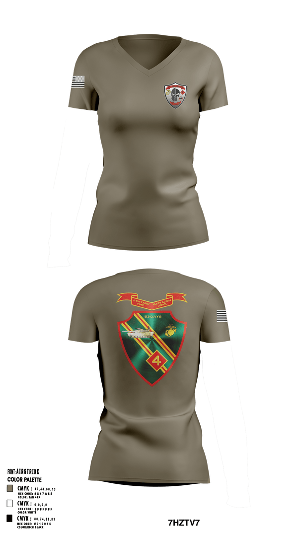 Womens Short Sleeve Vneck Shirt, Det. 4 Tows and Scouts 4th Tank Battalion, , Teamtime, Team time, sublimation, custom sports apparel, team uniforms, spirit wear, spiritwear, sports uniforms, custom shirts, team store, custom team store, fundraiser sports, apparel fundraiser