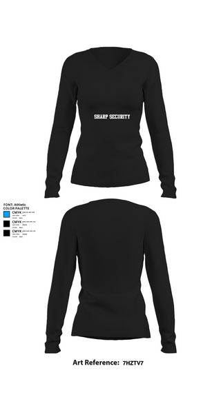 Womens Long Sleeve Vneck Shirt, SHARP SECURITY, , Teamtime, Team time, sublimation, custom sports apparel, team uniforms, spirit wear, spiritwear, sports uniforms, custom shirts, team store, custom team store, fundraiser sports, apparel fundraiser