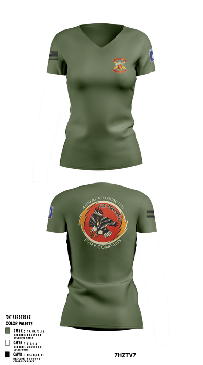 FCO 4-319 AFAR, 173 IBCT(A) 62795689 Women's Short Sleeve V-neck Shirt - 2