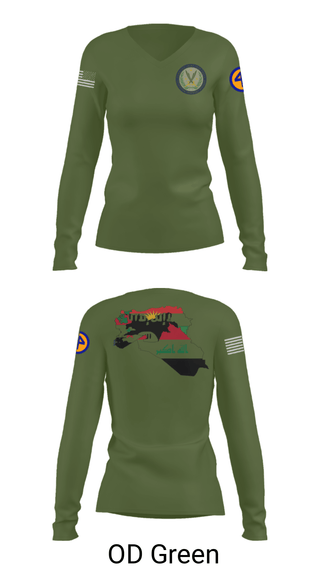 Women's Long Sleeve Vneck Shirt, 44th ICBT, National Guard, Teamtime, Team time, sublimation, custom sports apparel, team uniforms, spirit wear, spiritwear, sports uniforms, custom shirts, team store, custom team store, fundraiser sports, apparel fundraiser