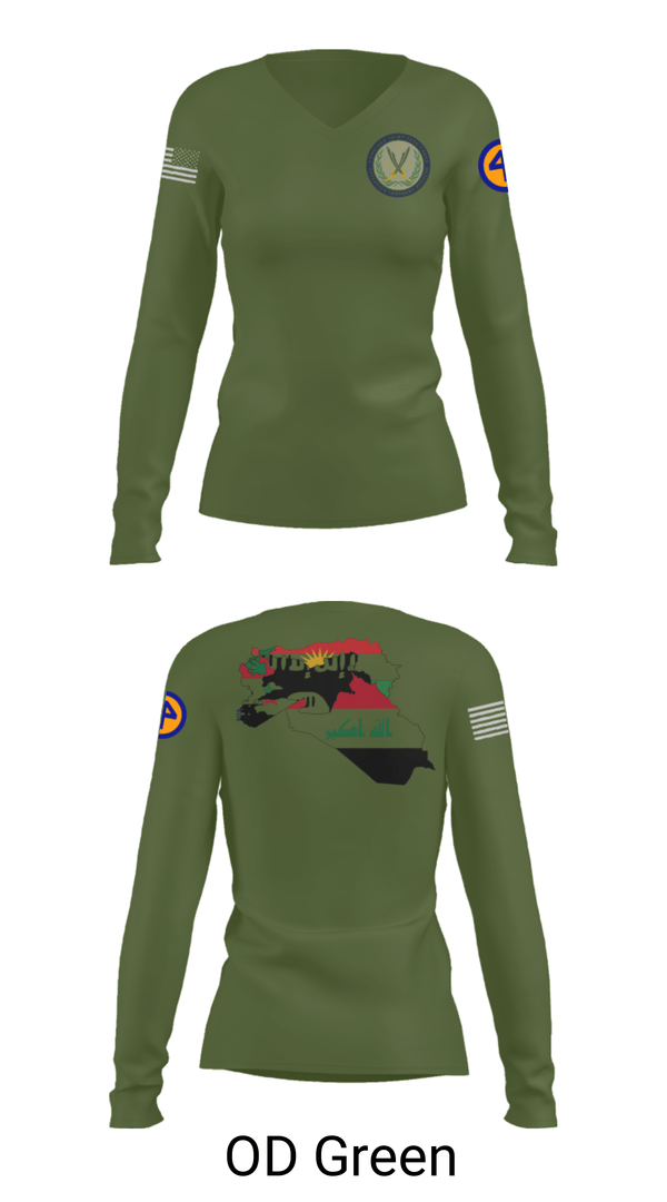 Women's Long Sleeve Vneck Shirt, 44th ICBT, National Guard, Teamtime, Team time, sublimation, custom sports apparel, team uniforms, spirit wear, spiritwear, sports uniforms, custom shirts, team store, custom team store, fundraiser sports, apparel fundraiser