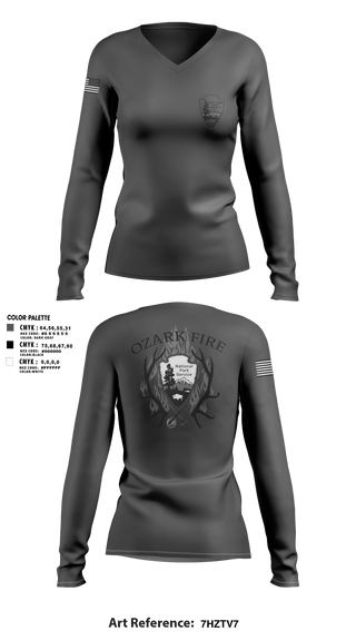 Women's Long Sleeve Vneck Shirt, OZARK FIRE, Fire Department, Teamtime, Team time, sublimation, custom sports apparel, team uniforms, spirit wear, spiritwear, sports uniforms, custom shirts, team store, custom team store, fundraiser sports, apparel fundraiser