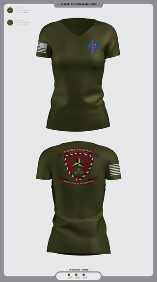 Women's Short Sleeve Vneck Shirt, 3rd combat engineering battalion, Marines, Teamtime, Team time, sublimation, custom sports apparel, team uniforms, spirit wear, spiritwear, sports uniforms, custom shirts, team store, custom team store, fundraiser sports, apparel fundraiser