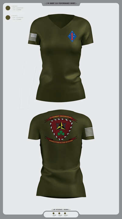 3rd combat engineering battalion 19894559 Women's Short Sleeve V-neck Shirt - 2