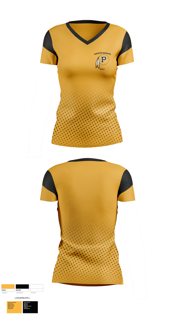 Womens Short Sleeve Vneck Shirt, Pontotoc High School Golf, Golf, Teamtime, Team time, sublimation, custom sports apparel, team uniforms, spirit wear, spiritwear, sports uniforms, custom shirts, team store, custom team store, fundraiser sports, apparel fundraiser