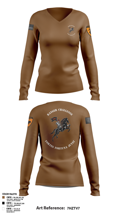 Ranger Challenge 2090684 Women's Long Sleeve V-neck Shirt - 1