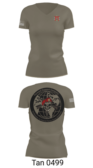 Womens Short Sleeve Vneck Shirt, FSC 1-1SFG, Army, Teamtime, Team time, sublimation, custom sports apparel, team uniforms, spirit wear, spiritwear, sports uniforms, custom shirts, team store, custom team store, fundraiser sports, apparel fundraiser