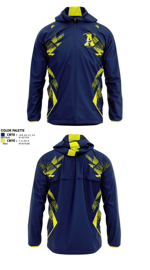 Windbreaker, Airport High School Cheer, Cheer, Teamtime, Team time, sublimation, custom sports apparel, team uniforms, spirit wear, spiritwear, sports uniforms, custom shirts, team store, custom team store, fundraiser sports, apparel fundraiser