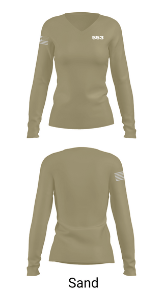 Womens Long Sleeve Vneck Shirt, 553, Army, Teamtime, Team time, sublimation, custom sports apparel, team uniforms, spirit wear, spiritwear, sports uniforms, custom shirts, team store, custom team store, fundraiser sports, apparel fundraiser