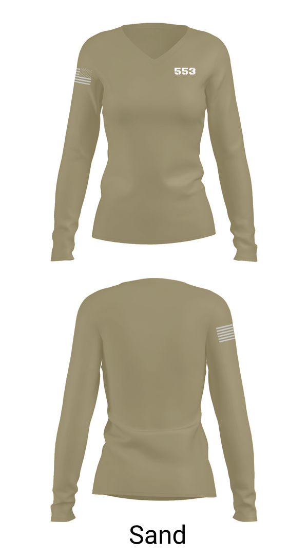 Womens Long Sleeve Vneck Shirt, 553, Army, Teamtime, Team time, sublimation, custom sports apparel, team uniforms, spirit wear, spiritwear, sports uniforms, custom shirts, team store, custom team store, fundraiser sports, apparel fundraiser