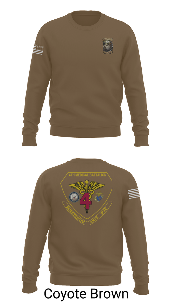 Crew Neck Sweatshirt, 4th Med Battalion, Marines, Teamtime, Team time, sublimation, custom sports apparel, team uniforms, spirit wear, spiritwear, sports uniforms, custom shirts, team store, custom team store, fundraiser sports, apparel fundraiser