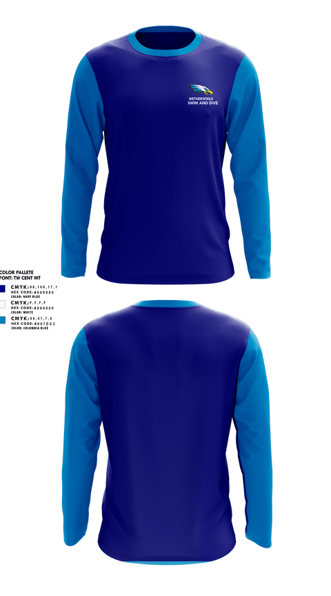Long Sleeve Performance Shirt, Wethersfield High School Swimming, Swimming, Teamtime, Team time, sublimation, custom sports apparel, team uniforms, spirit wear, spiritwear, sports uniforms, custom shirts, team store, custom team store, fundraiser sports, apparel fundraiser