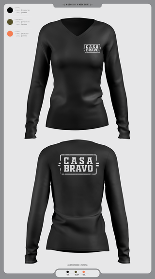 Womens Long Sleeve Vneck Shirt 1, Casa Bravo, , Teamtime, Team time, sublimation, custom sports apparel, team uniforms, spirit wear, spiritwear, sports uniforms, custom shirts, team store, custom team store, fundraiser sports, apparel fundraiser