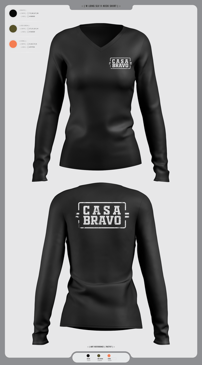 Casa Bravo 21710011 Women's Long Sleeve V-neck Shirt -1 1