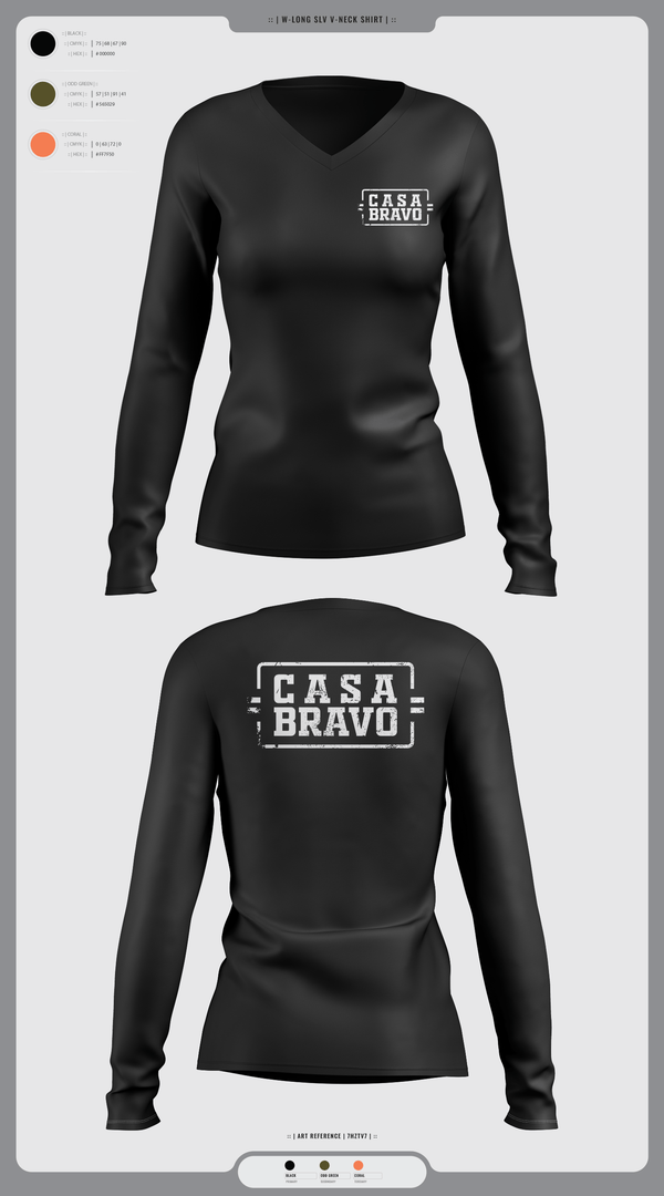 Womens Long Sleeve Vneck Shirt 1, Casa Bravo, , Teamtime, Team time, sublimation, custom sports apparel, team uniforms, spirit wear, spiritwear, sports uniforms, custom shirts, team store, custom team store, fundraiser sports, apparel fundraiser