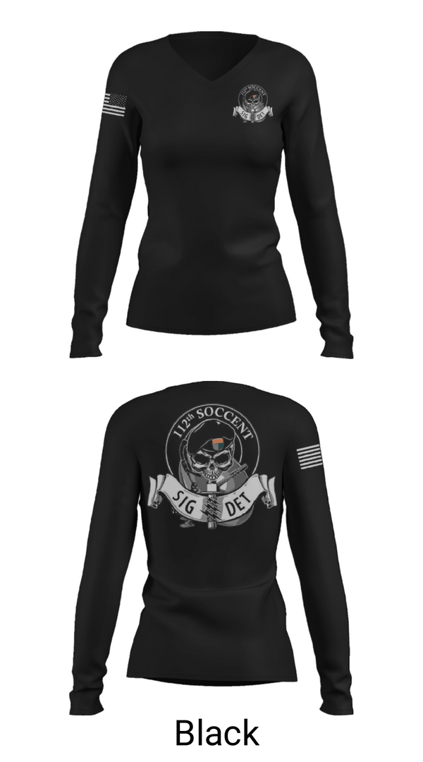 Women's Long Sleeve Vneck Shirt, 112 SOCCENT SIGDET, Army, Teamtime, Team time, sublimation, custom sports apparel, team uniforms, spirit wear, spiritwear, sports uniforms, custom shirts, team store, custom team store, fundraiser sports, apparel fundraiser