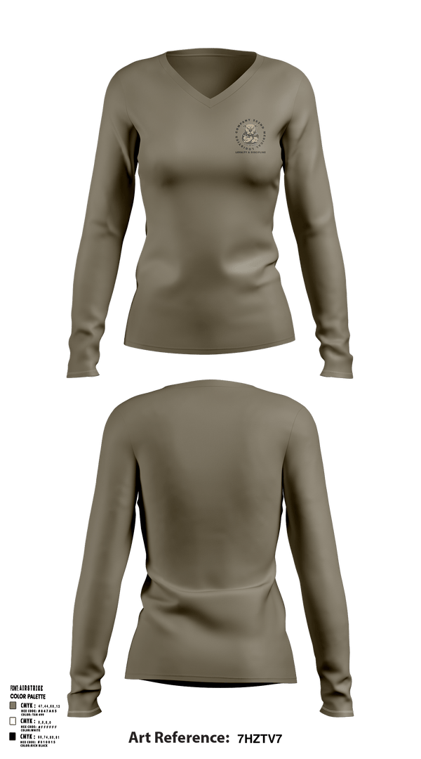 Womens Long Sleeve Vneck Shirt, 582nd MLC, Army, Teamtime, Team time, sublimation, custom sports apparel, team uniforms, spirit wear, spiritwear, sports uniforms, custom shirts, team store, custom team store, fundraiser sports, apparel fundraiser