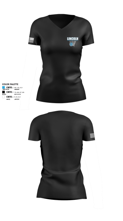 Lincoln Basketball Elite 18971847 Women's Short Sleeve V-neck Shirt - 2