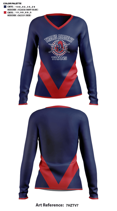 Thales Academy-Apex High School Cheer 7969385 Women's Long Sleeve V-neck Shirt - 41