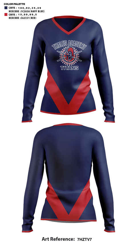 Womens Long Sleeve Vneck Shirt, Thales Academy-Apex High School Cheer, Cheer, Teamtime, Team time, sublimation, custom sports apparel, team uniforms, spirit wear, spiritwear, sports uniforms, custom shirts, team store, custom team store, fundraiser sports, apparel fundraiser
