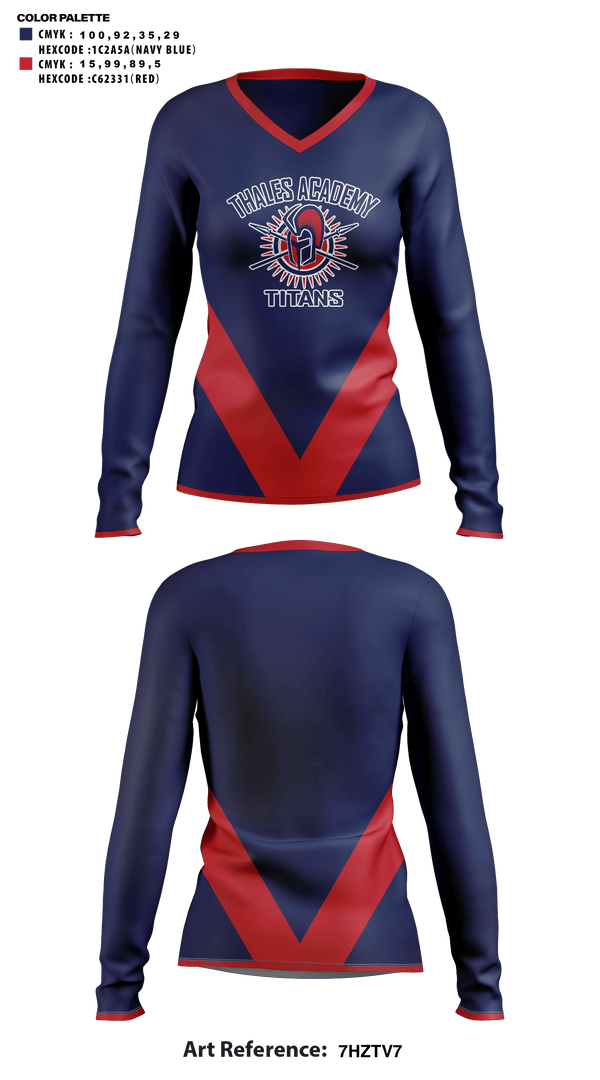 Womens Long Sleeve Vneck Shirt, Thales Academy-Apex High School Cheer, Cheer, Teamtime, Team time, sublimation, custom sports apparel, team uniforms, spirit wear, spiritwear, sports uniforms, custom shirts, team store, custom team store, fundraiser sports, apparel fundraiser