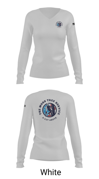 Womens Long Sleeve Vneck Shirt, The Moss Tree Service, , Teamtime, Team time, sublimation, custom sports apparel, team uniforms, spirit wear, spiritwear, sports uniforms, custom shirts, team store, custom team store, fundraiser sports, apparel fundraiser