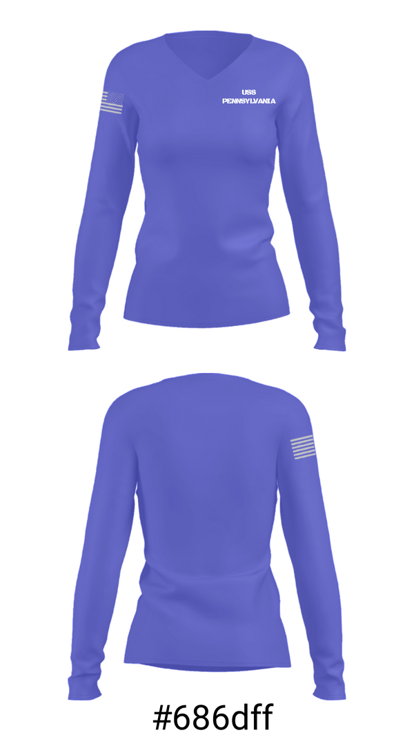 Women's Long Sleeve Vneck Shirt, USS PENNSYLVANIA, , Teamtime, Team time, sublimation, custom sports apparel, team uniforms, spirit wear, spiritwear, sports uniforms, custom shirts, team store, custom team store, fundraiser sports, apparel fundraiser