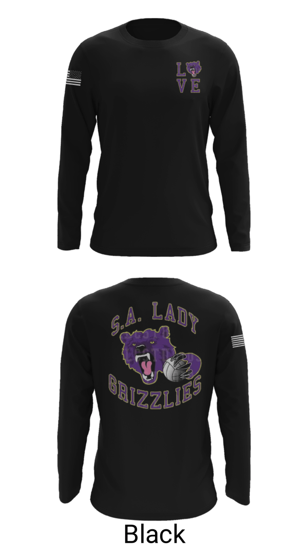 Long Sleeve Performance Shirt, SA LADY GRIZZLES, Women's Volleyball, Teamtime, Team time, sublimation, custom sports apparel, team uniforms, spirit wear, spiritwear, sports uniforms, custom shirts, team store, custom team store, fundraiser sports, apparel fundraiser