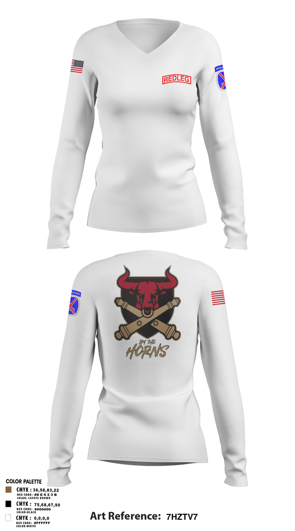 Women's Long Sleeve Vneck Shirt, BRAVO BULLS, Army, Teamtime, Team time, sublimation, custom sports apparel, team uniforms, spirit wear, spiritwear, sports uniforms, custom shirts, team store, custom team store, fundraiser sports, apparel fundraiser