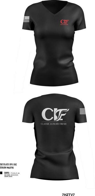 CLF 17912251 Women's Short Sleeve V-neck Shirt - 251