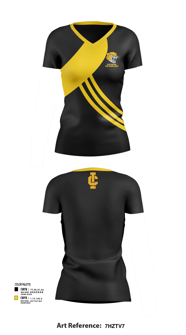 Womens Short Sleeve Vneck Shirt, Illini Central High School Cheer, Cheer, Teamtime, Team time, sublimation, custom sports apparel, team uniforms, spirit wear, spiritwear, sports uniforms, custom shirts, team store, custom team store, fundraiser sports, apparel fundraiser