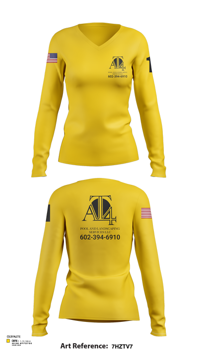 AT 4 pools and landscaping services llc 37065917 Women's Long Sleeve V-neck Shirt - 103