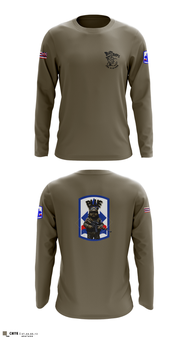 Long Sleeve Performance Shirt, 3RD PLT BAD BOYS3RD PLT BAD BOYS 899719921-299 DismountBlue EwokDismount sabersBlue Ewok, Army, Teamtime, Team time, sublimation, custom sports apparel, team uniforms, spirit wear, spiritwear, sports uniforms, custom shirts, team store, custom team store, fundraiser sports, apparel fundraiser
